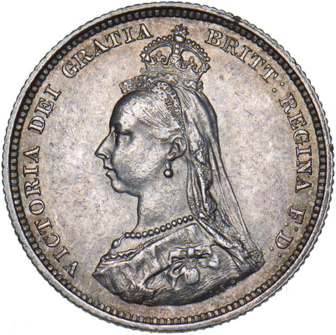 1887 Shilling - Victoria British Silver Coin - Very Nice