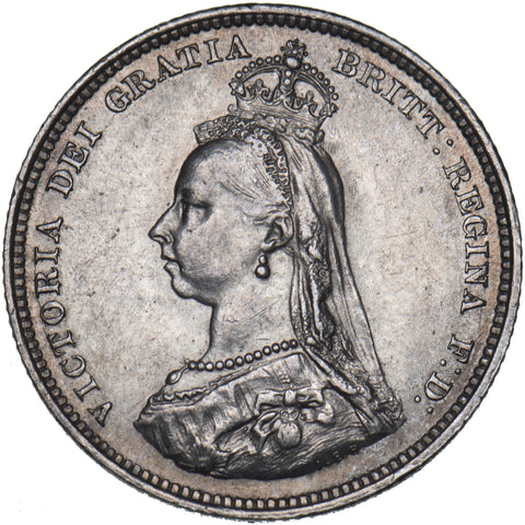 1887 Shilling - Victoria British Silver Coin - Very Nice
