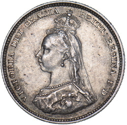 1887 Shilling - Victoria British Silver Coin - Very Nice