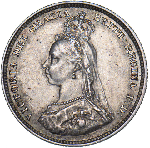 1887 Shilling - Victoria British Silver Coin - Very Nice