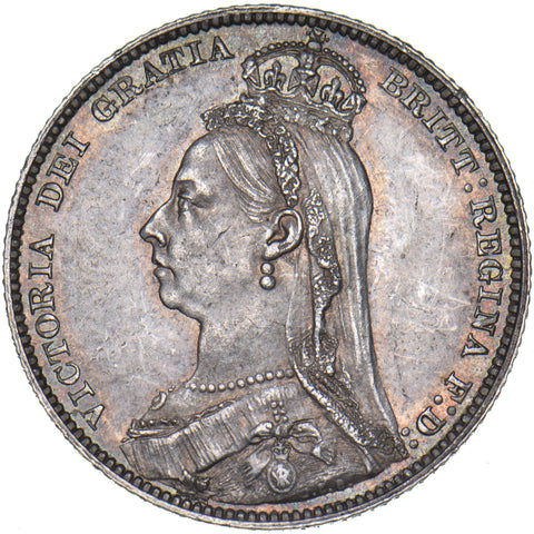 1889 Shilling - Victoria British Silver Coin - Very Nice