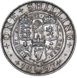1897 Shilling - Victoria British Silver Coin - Very Nice