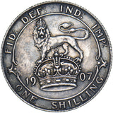 1907 Shilling - Edward VII British Silver Coin - Very Nice