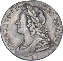 1728 Sixpence (Plain Angles, Rare) - George II British Silver Coin - Nice