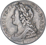 1728 Sixpence (Plain Angles, Rare) - George II British Silver Coin - Nice