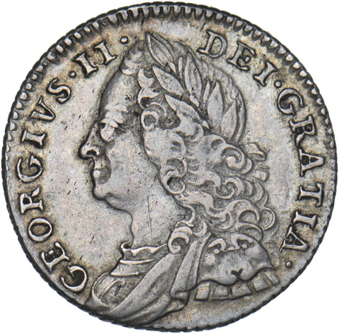 1758 Sixpence - George II British Silver Coin - Nice