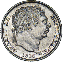 1816 Sixpence - George III British Silver Coin - Very Nice