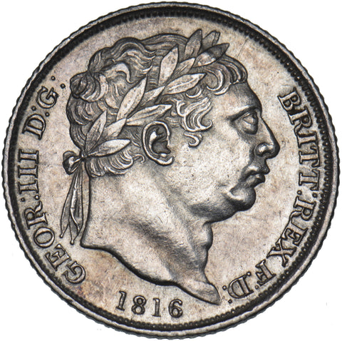 1816 Sixpence - George III British Silver Coin - Very Nice
