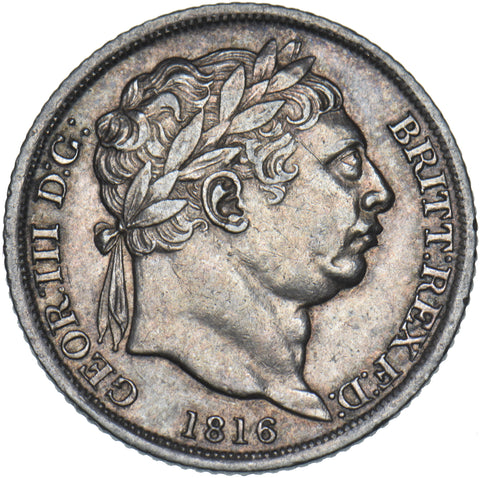 1816 Sixpence - George III British Silver Coin - Nice