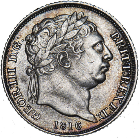 1816 Sixpence - George III British Silver Coin - Nice