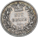 1844 Sixpence - Victoria British Silver Coin