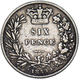 1859 Sixpence - Victoria British Silver Coin
