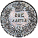 1873 Sixpence - Victoria British Silver Coin - Very Nice