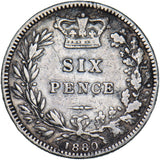 1880 Sixpence - Victoria British Silver Coin
