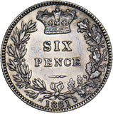 1881 Sixpence - Victoria British Silver Coin - Nice