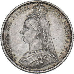 1887 Sixpence - Victoria British Silver Coin - Very Nice