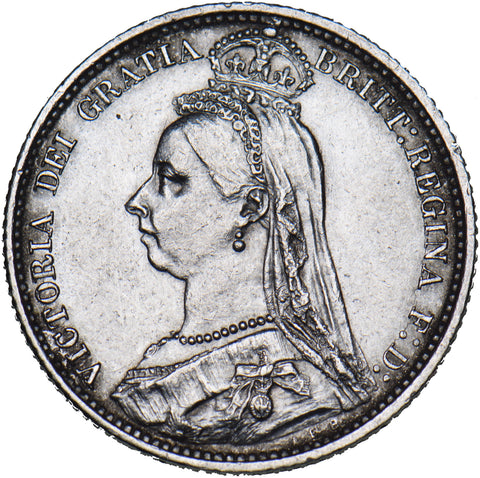 1887 Sixpence (R Over B?) - Victoria British Silver Coin - Nice