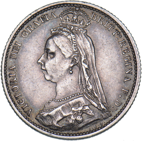 1887 Sixpence - Victoria British Silver Coin - Nice