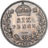 1888 Sixpence - Victoria British Silver Coin - Very Nice