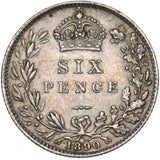 1890 Sixpence - Victoria British Silver Coin - Nice