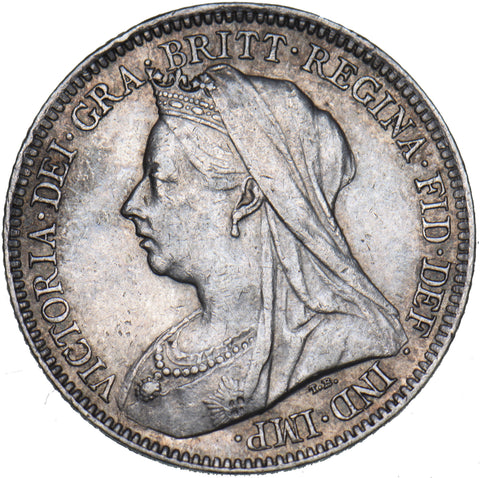 1901 Sixpence - Victoria British Silver Coin - Very Nice