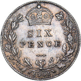 1901 Sixpence - Victoria British Silver Coin - Very Nice