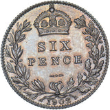 1902 Matt Proof Sixpence - Edward VII British Silver Coin - Superb