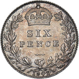 1902 Sixpence - Edward VII British Silver Coin - Superb