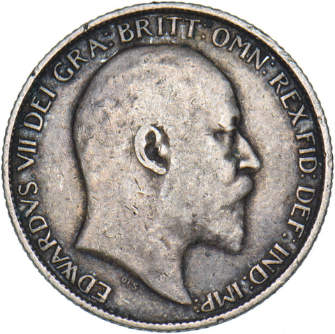 1909 Sixpence - Edward VII British Silver Coin