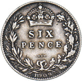 1909 Sixpence - Edward VII British Silver Coin