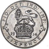 1914 Sixpence - George V British Silver Coin - Very Nice