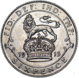 1915 Sixpence - George V British Silver Coin - Nice