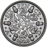 1928 Sixpence - George V British Silver Coin - Very Nice