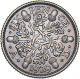 1929 Sixpence - George V British Silver Coin - Very Nice