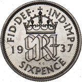 1937 Proof Sixpence - George VI British Silver Coin - Superb