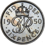 1950 Proof Sixpence - George VI British  Coin - Superb
