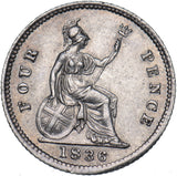 1836 Groat (Fourpence) - William IV British Silver Coin - Very Nice