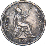 1838 Groat (Fourpence) - Victoria British Silver Coin - Nice