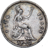 1842 Groat (Fourpence) - Victoria British Silver Coin