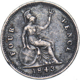 1843 Groat (Fourpence) - Victoria British Silver Coin