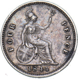 1844 Groat (Fourpence) - Victoria British Silver Coin - Nice
