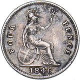 1846 Groat (Fourpence) - Victoria British Silver Coin - Nice