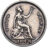 1848 Groat (Fourpence) - Victoria British Silver Coin - Nice