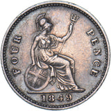 1849 Groat (Fourpence) - Victoria British Silver Coin - Nice