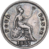 1855 Groat (Fourpence) - Victoria British Silver Coin - Nice