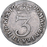 1699 Threepence - William III British Silver Coin - Nice