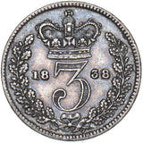 1838 Threepence - Victoria British Silver Coin - Nice