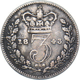 1843 Threepence - Victoria British Silver Coin