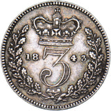 1843 Threepence - Victoria British Silver Coin - Very Nice