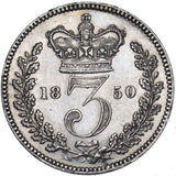 1850 Threepence - Victoria British Silver Coin - Very Nice